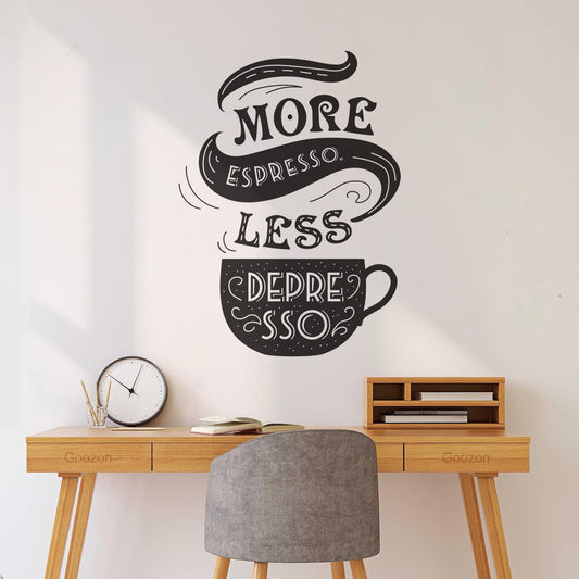 Engraving Decals International Coffee Day Silhouette Cup Of Hot Drink Steam Cloud Vintage Lettering Espresso Beat Depression Glass Stickers