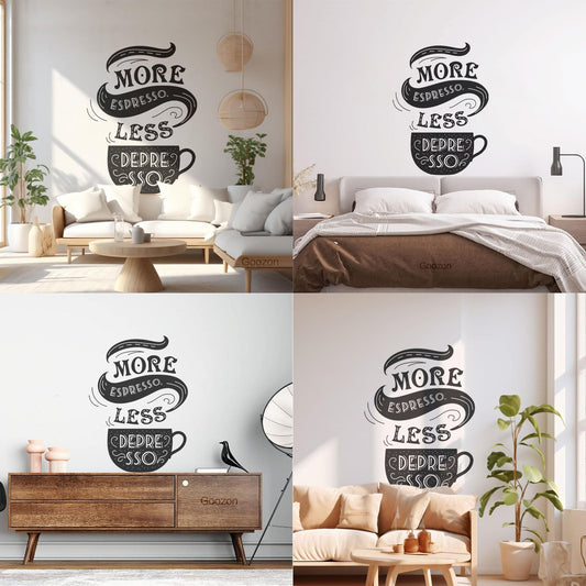 Engraving Decals International Coffee Day Silhouette Cup Of Hot Drink Steam Cloud Vintage Lettering Espresso Beat Depression Glass Stickers
