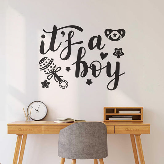 Engraving Decals Its A Boy Lettering In Elegant Calligraphy Personalized Customization