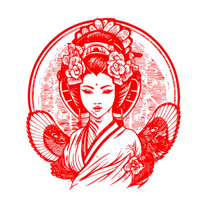 Wall Decals Pvc Japanese Geisha Logo Is A Traditional Symbol Of Beauty Grace And Elegance It Won'T Fall Off
