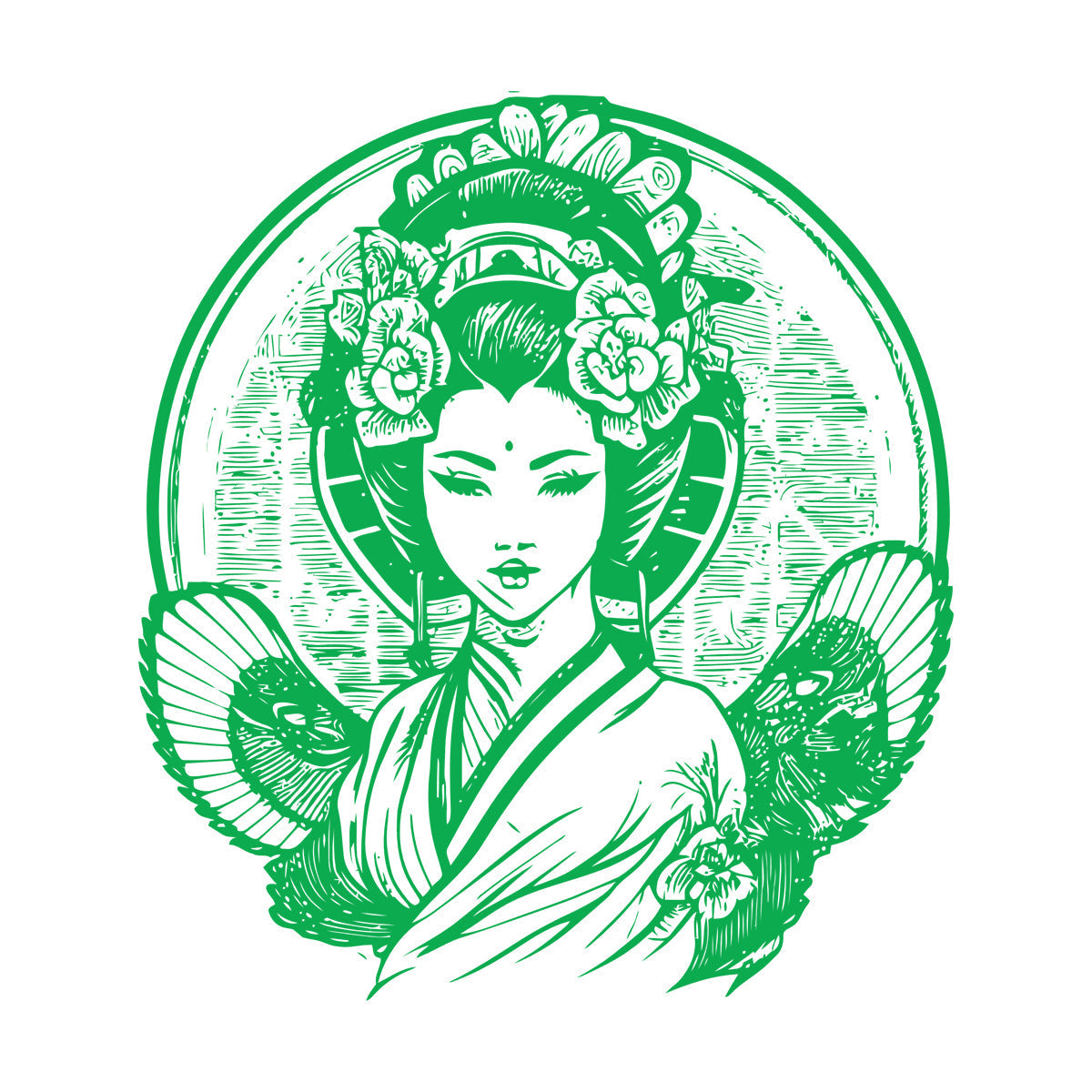 Wall Decals Pvc Japanese Geisha Logo Is A Traditional Symbol Of Beauty Grace And Elegance It Won'T Fall Off