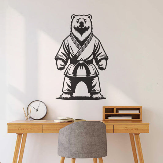 Vinyl Art Sticker Karateka Polar Bear Stands In Fighting Stance Ready Car Body Decoration