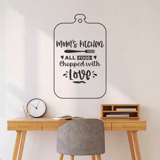 Vinyl Art Sticker Kitchen Apron With Cutting Board Mom Kitchen All Food Chopped With Love Window Decals