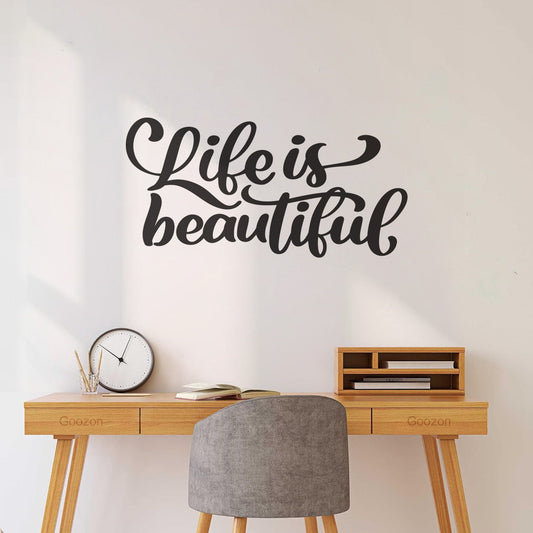 Life Is Beautiful Inscription Positive Quote Vinyl Art Sticker Can Modify And Add Information
